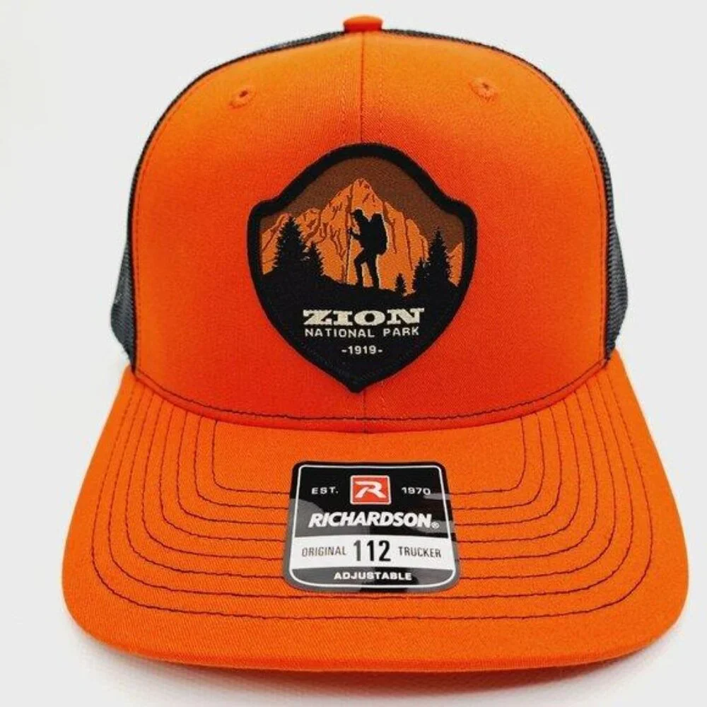Zion National Park Woven Patch Hat Richardson 112 Trucker Mesh Snapback Retro